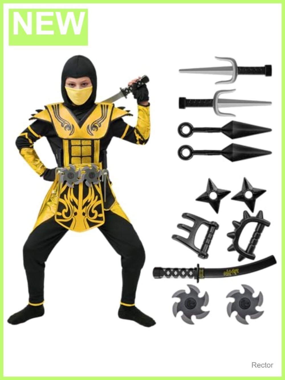 Boys Red Ninja Costume Set with Accessories for Halloween